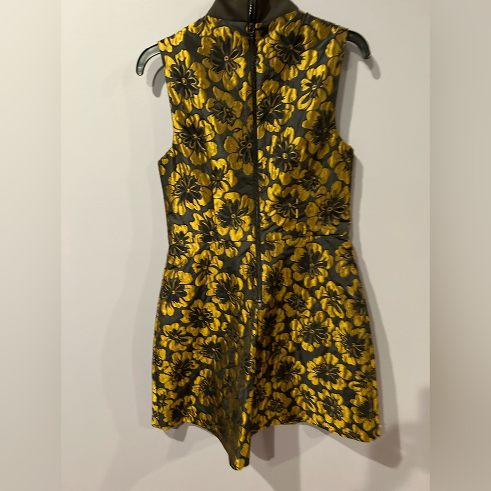 Black and Gold beaded accent Floral Midi Dress - Picture 2 of 4